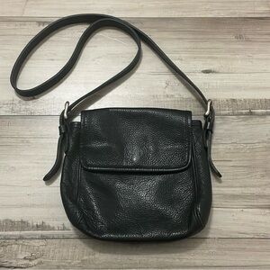 Roots Black Leather Crossbody Bag